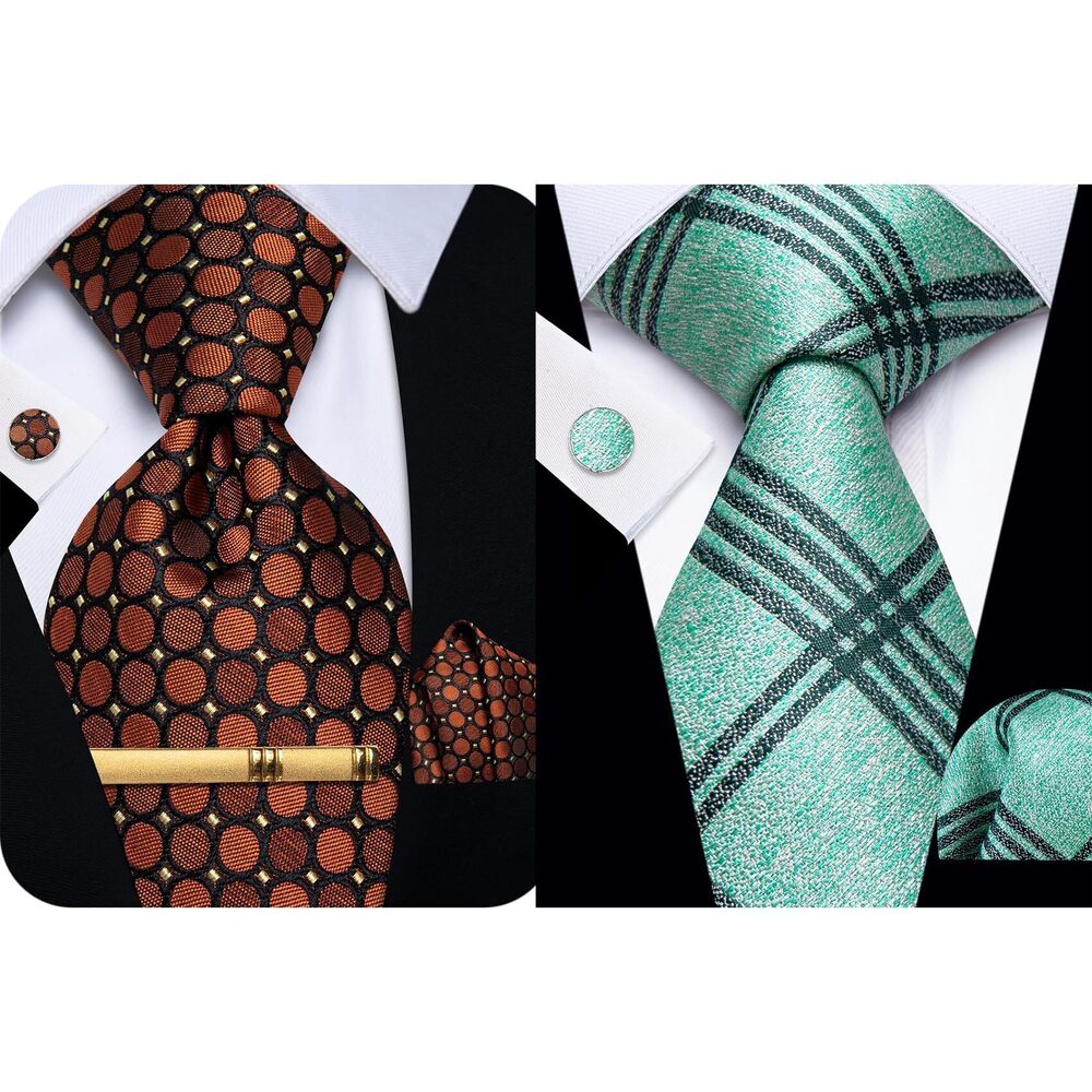 2123 Silk Ties Paisley Floral Striped Necktie and Pocket Square Cufflinks